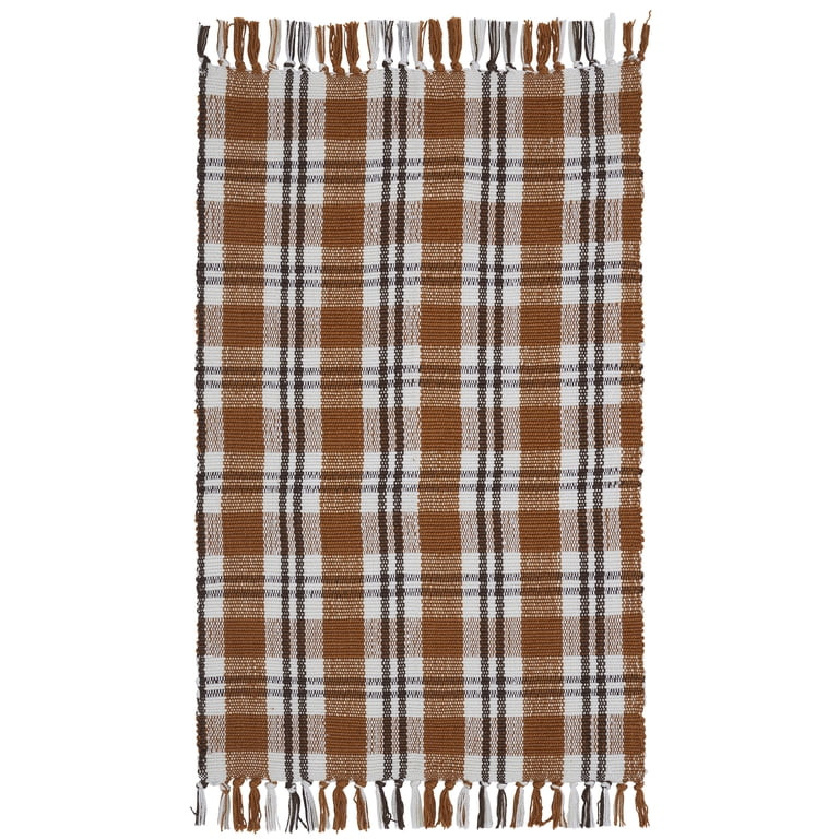 My Texas House Taupe Plaid Indoor/Outdoor Layering Rug, 38" x 58" | Walmart (US)