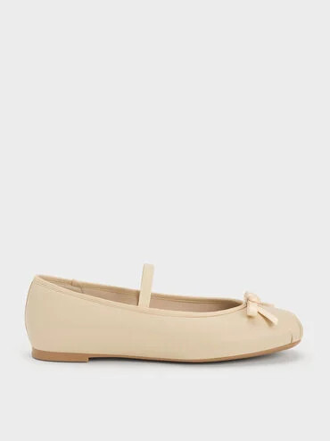 Kelis Rose-Bow Mary Jane Flats
    
         - Beige | Charles & Keith EU