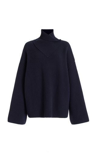 Wrapped-Neck Ribbed-Knit Wool Sweater | Moda Operandi (Global)