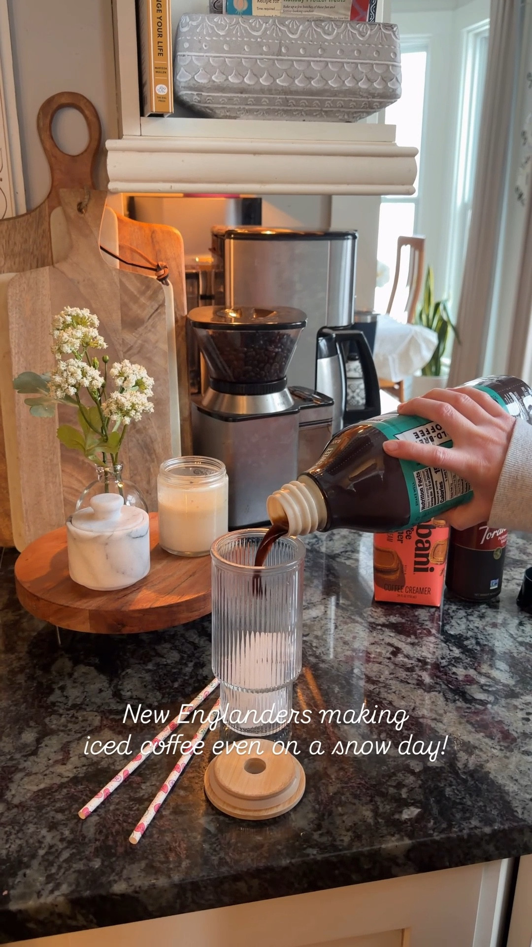 Are you even a New Englander if you don’t drink iced coffee during a snowstorm? #icedcoffee #coffeeathome #coffeefixings 

#LTKValentine #LTKmorningroutine #LTKSeasonal