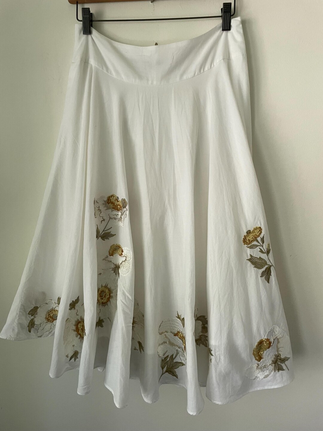 White Cotton Skirt | Embroidered Flowers - Etsy | Etsy (US)