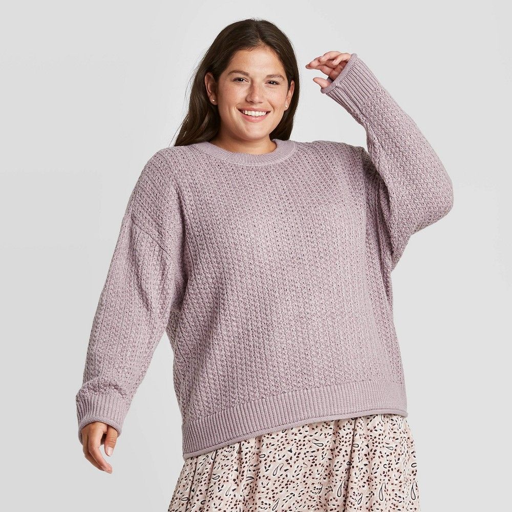 Women's Plus Size Crewneck Pullover Sweater - Universal Thread Lilac Brown 2X | Target