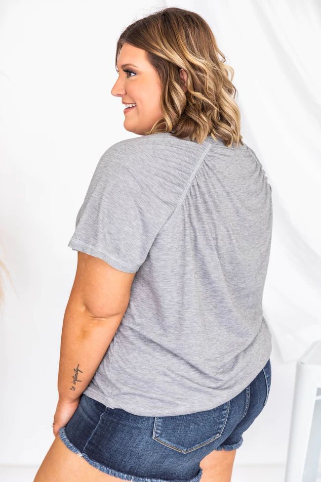 Lively Spirit Grey Scoopneck Pocket Tee | The Pink Lily Boutique