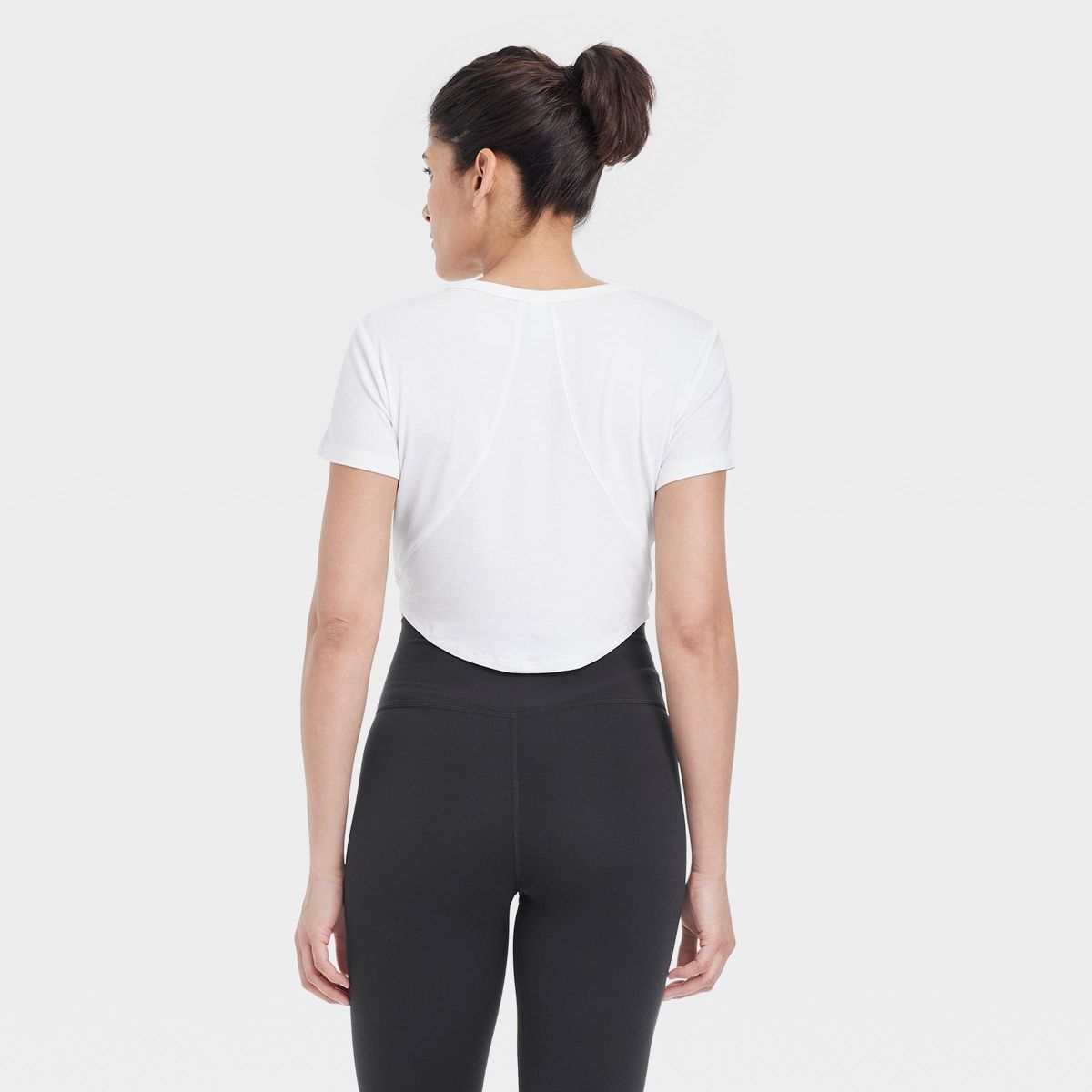 Women's Modal Rib Cropped Short Sleeve Shirt - All In Motion™ Light Pink M | Target