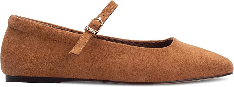 Mary Jane Ballet Flats for Women Casual Square Toe Slip On Flats Comfortable Ankle Buckle Strap B... | Amazon (US)