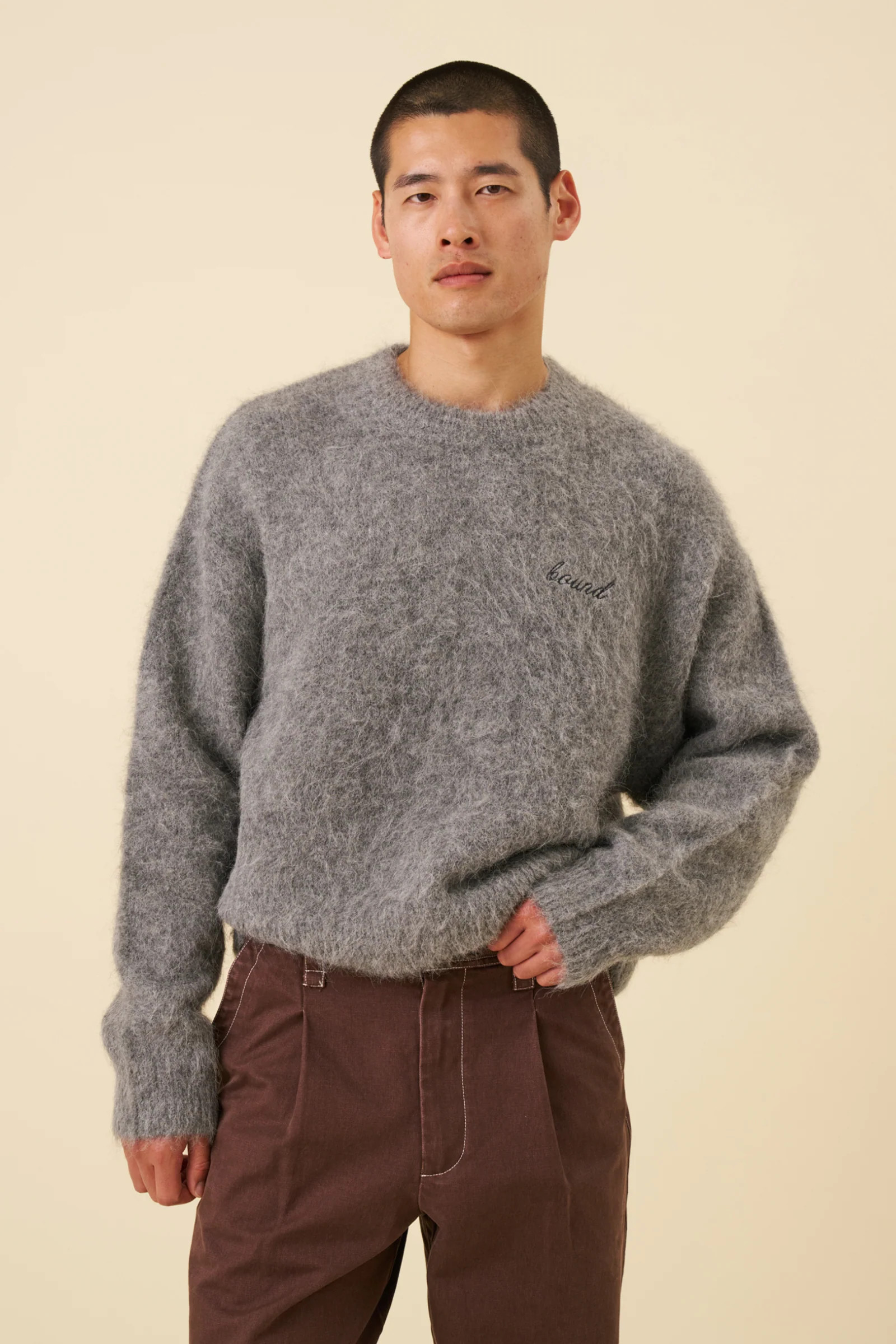 DEXTER CROPPED ALPACA KNIT - GREY | bound clothing