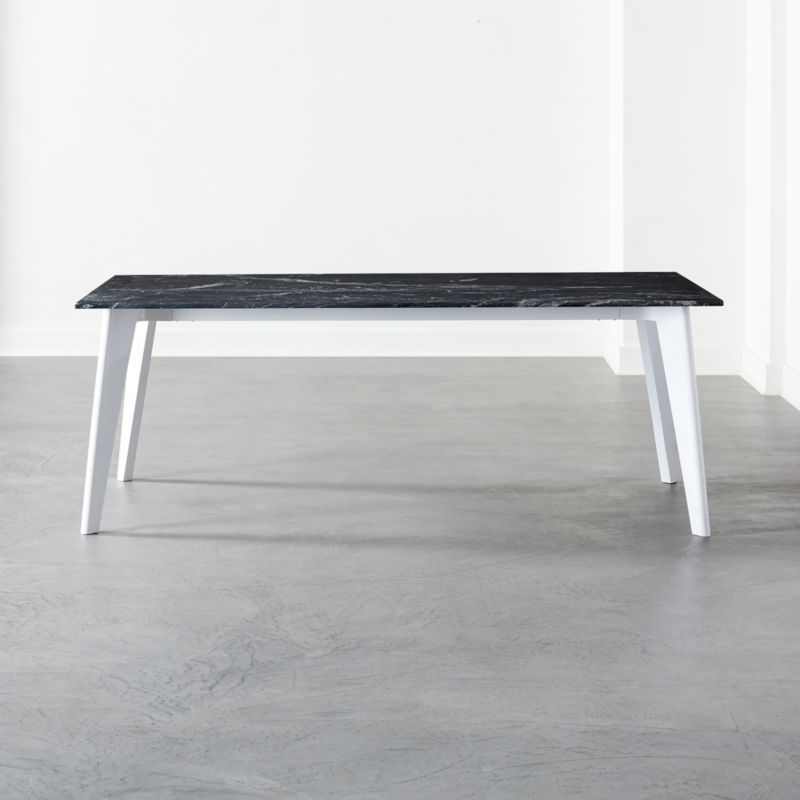 Harper White Modern Dining Table with Black Marble Top | CB2 | CB2