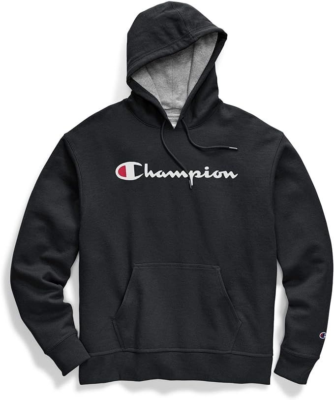 Champion Men's Powerblend Fleece Pullover Hoodie, Script Logo | Amazon (US)