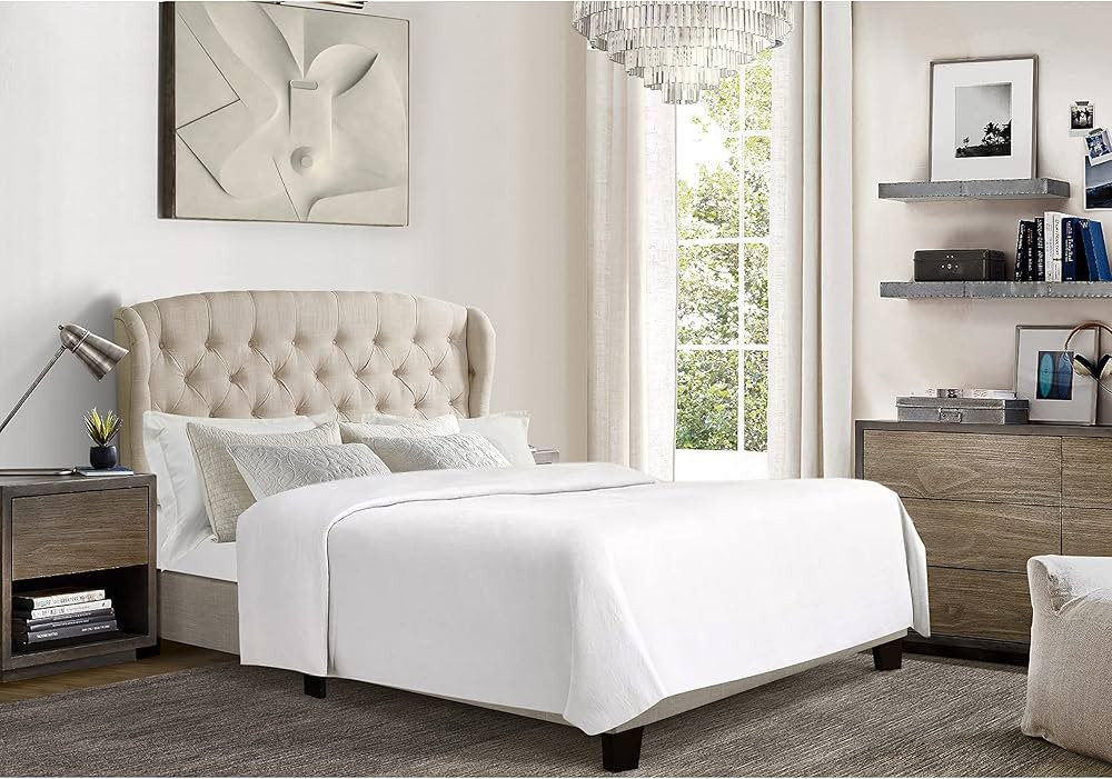 Rosevera Benicia Bed Frame,Platform Bed Frame with Signature Design Adjustable Headboard,Fabric U... | Amazon (US)