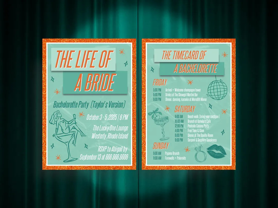 The Life of a Bride Invitation & Itinerary Set: the Life of a Showgirl Bachelorette (digital Down... | Etsy (US)
