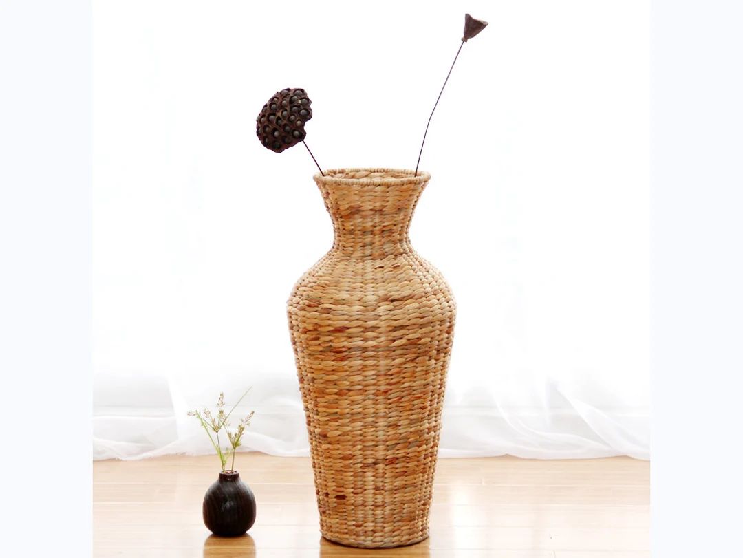 Rustic hand-woven floor vase flower arrangement wedding gift artificial flower    rustic home dec... | Etsy (US)