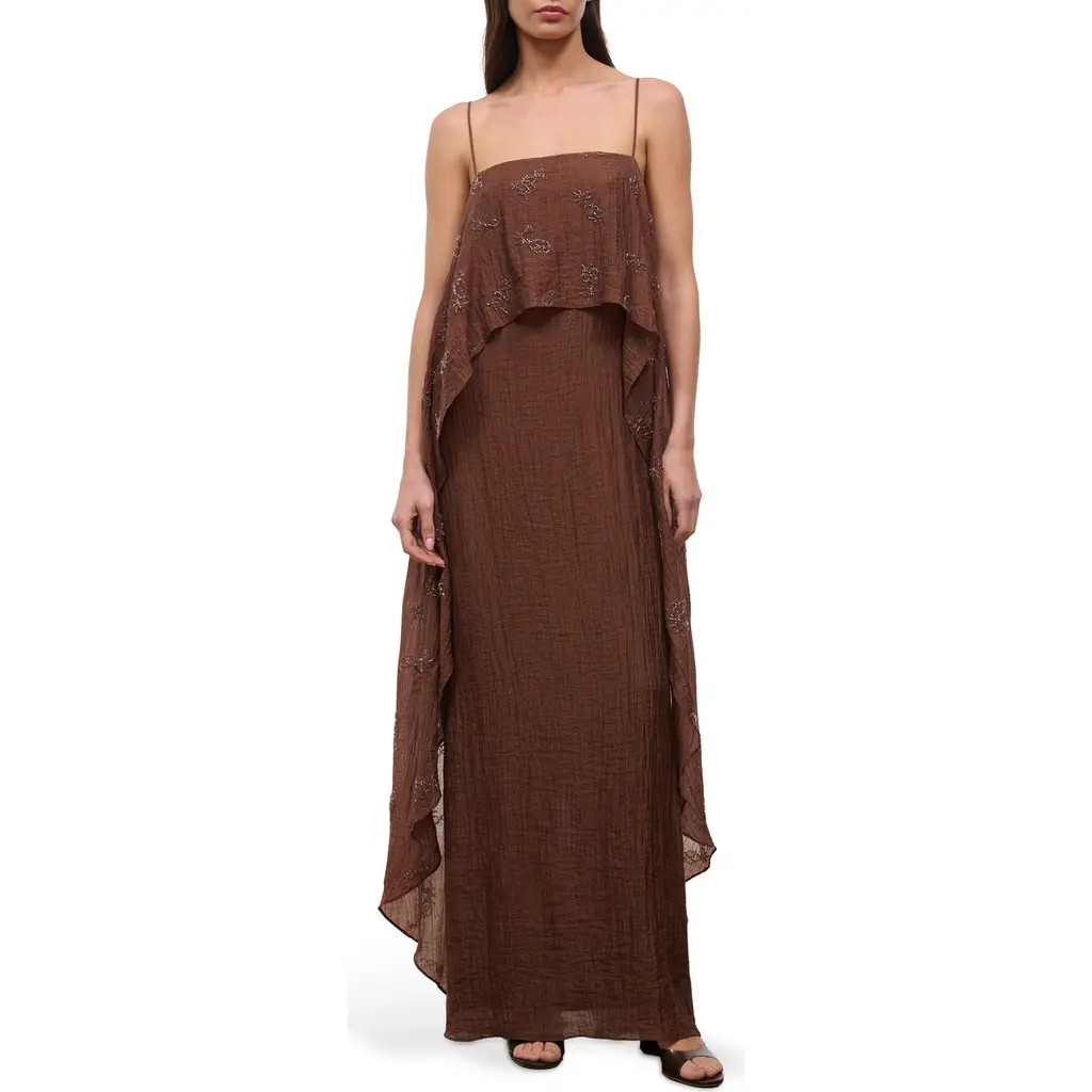 STAUD Valencia Crinkle Beaded Dress in Cedar at Nordstrom, Size 0 | Nordstrom