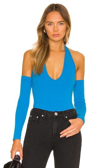 Seline Halter Bodysuit in Blue | Revolve Clothing (Global)