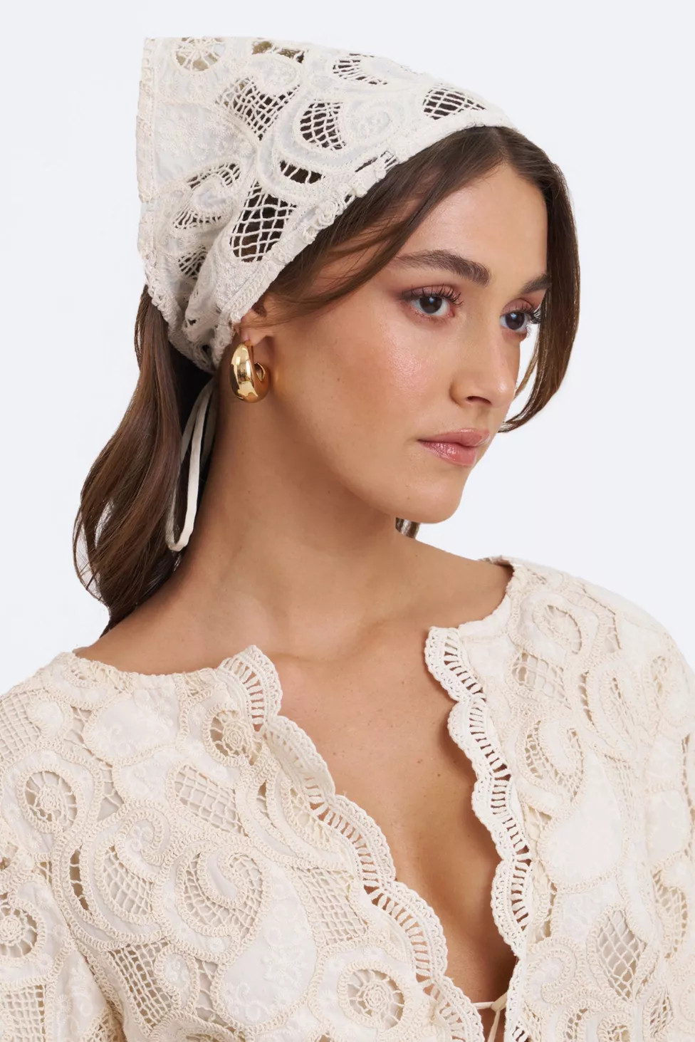 Miss Circle Janie Cotton Lace Triangle Head Scarf | Urban Outfitters (US and RoW)