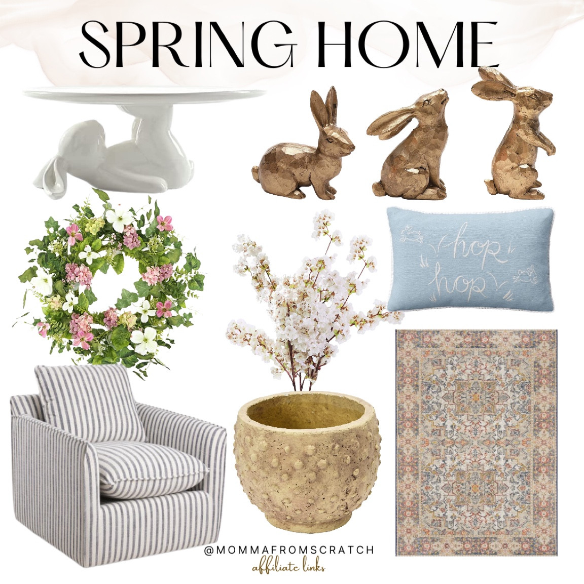 Spring home decor, Easter home decor, Easter bunny’s, accent chair, area rug, living room spring decor

#LTKSeasonal #LTKhome #LTKstyletip