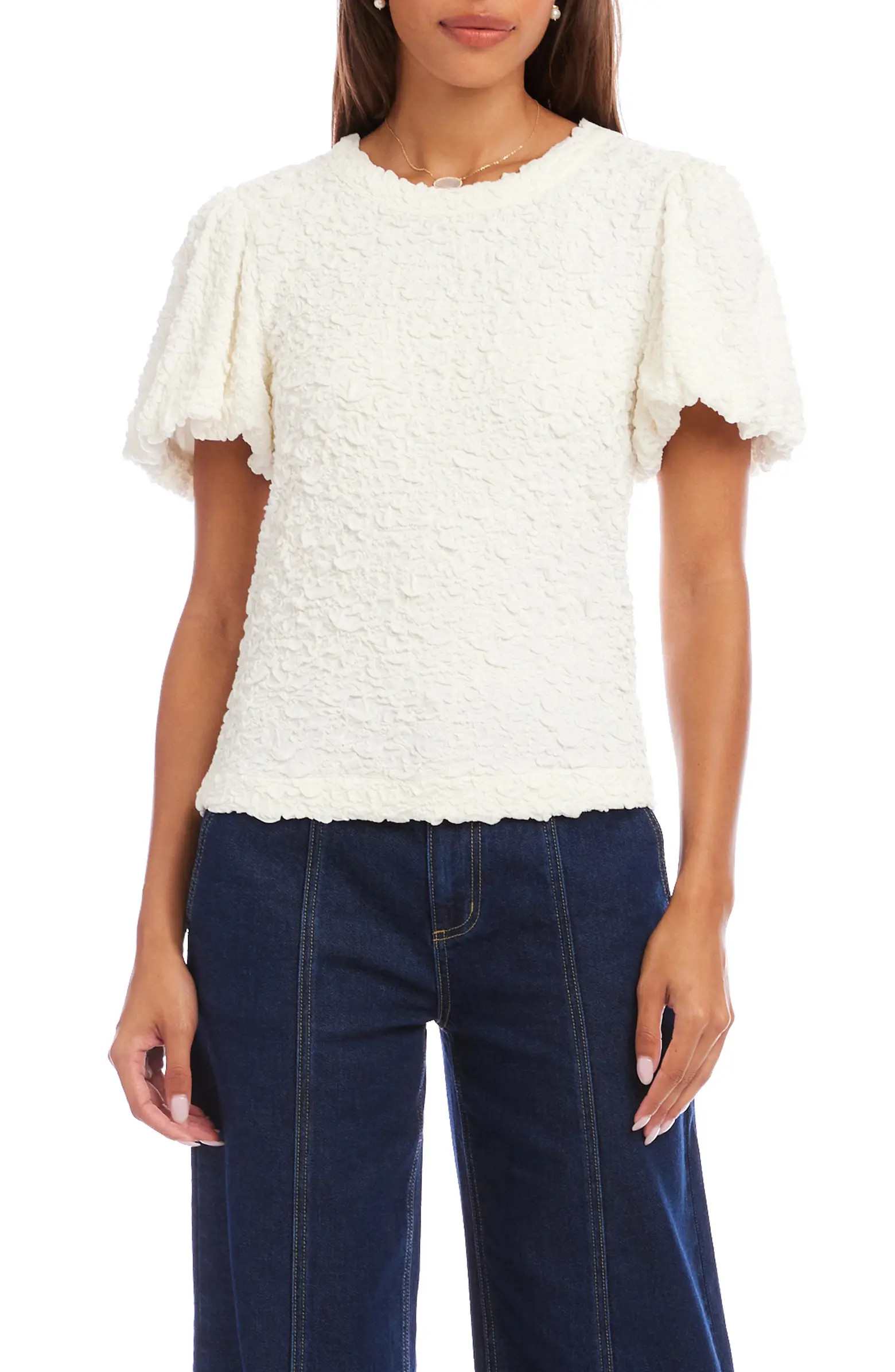 Puff Sleeve Textured Top | Nordstrom