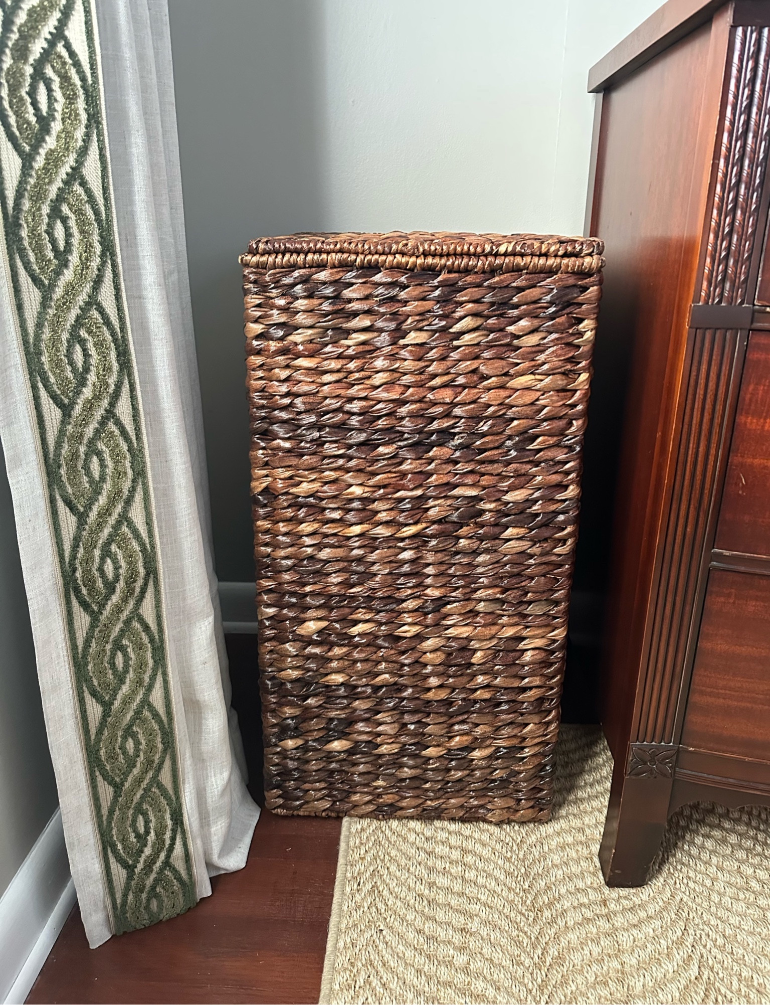 A laundry hamper that’s not an eye sore and worth keeping out in your bedroom! This one is from Amazon and I love the coloring and woven finish of it. 

If you’re looking for affordable pinch pleat drapes that look custom I love this Amazon pair that I added tape trim to with iron on hem adhesive. You’ll definitely need more adhesive than you think but the ones in our bedroom turned out beautifully and have a custom feel without the price tag. Ours are the natural color and we hung them with the linked rings (the curtains come with hooks) and a French return rod also from Amazon! Truly can’t recommend them enough and am eager to work on another pair for our guest bedroom too. 

The rug shown is Ballard’s Dori Sisal and is soft enough underfoot for a bedroom. Ballard also has sales, so be sure you don’t pay full price for it. I love the way the texture add depths and warmth to the space!

Pinch pleat curtains, drapes, Amazon curtains, affordable window treatments, French return rod, brass curtain rings, tape trim, DIY curtains, primary bedroom, wicker hamper, laundry basket, Amazon finds, affordable home decor 

#LTKhome #LTKfindsunder50 #LTKfindsunder100