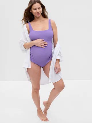 Maternity Recycled Rib One-Piece Swimsuit | Gap (US)