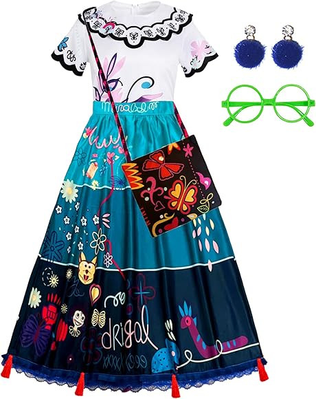 Mecamelon Women Mirabel Costume Dress Adult Floral Print Full Set Cosplay | Amazon (US)