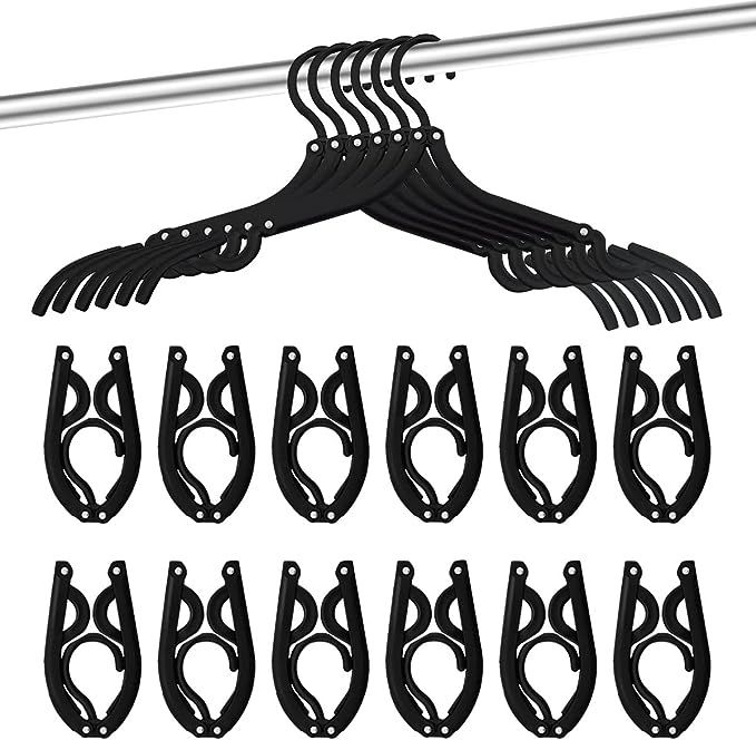 24 Pcs Travel Hangers - Portable Folding Clothes Hangers Travel Accessories Foldable Clothes Dryi... | Amazon (US)