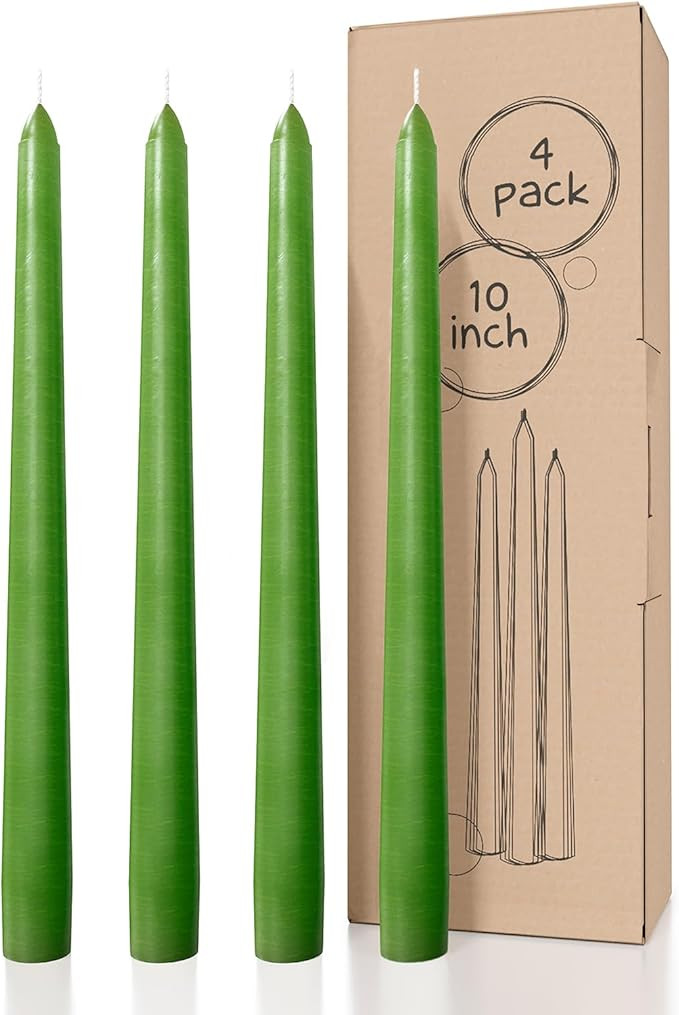 CANDWAX 10 inch Taper Candles Set of 4 - Dripless and Smokeless Candle Unscented - Slow Burning C... | Amazon (US)