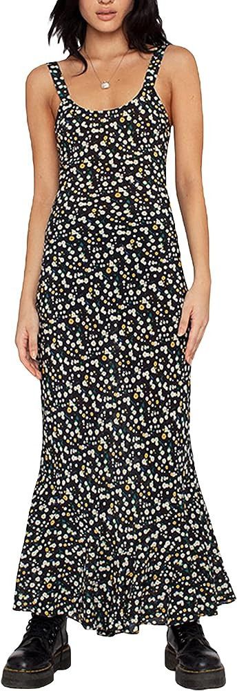KMBANGI Women Print Spaghetti Strap Long Dress Floral Backless Maxi Bodycon Dress Sleeveless Cuto... | Amazon (US)
