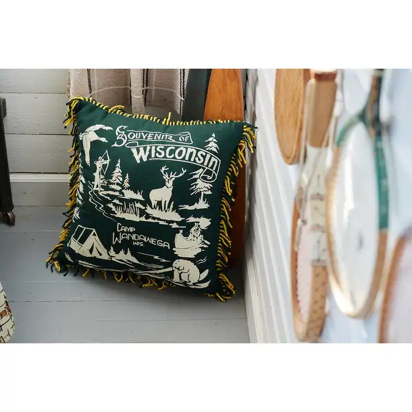 Camp Wandawega Souvenir Fringed Throw Pillow - 20" Square - Bed Bath & Beyond - 41035166 | Bed Bath & Beyond