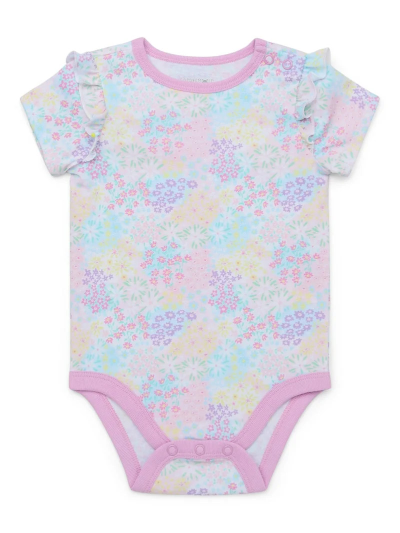 Garanimals Baby Girl Short Inset Ruffle Sleeve Printed Bodysuit, Sizes 0-24 Months - Walmart.com | Walmart (US)