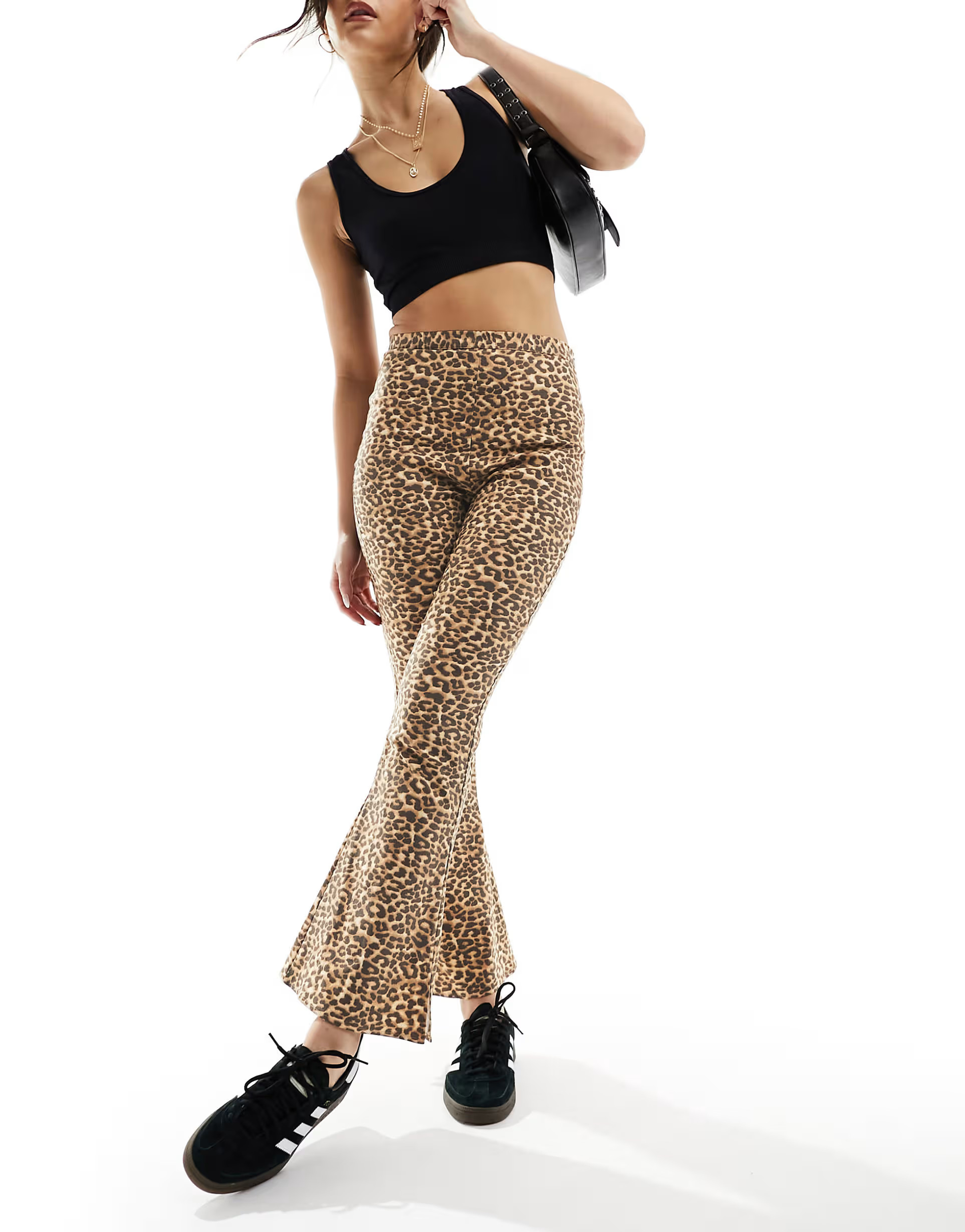 ASOS DESIGN kick flare trouser in leopard print | ASOS (Global)