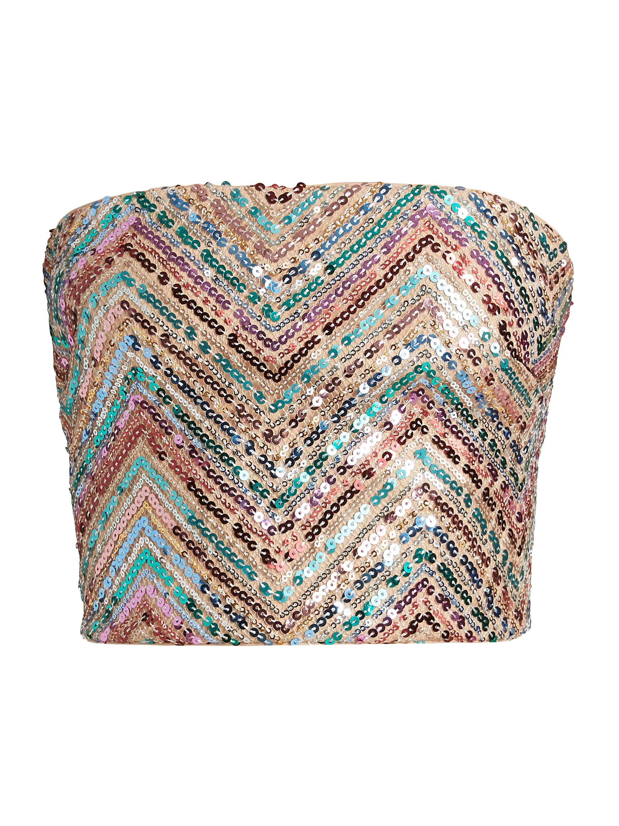 Chevron Sequined Strapless Crop Top | Saks Fifth Avenue