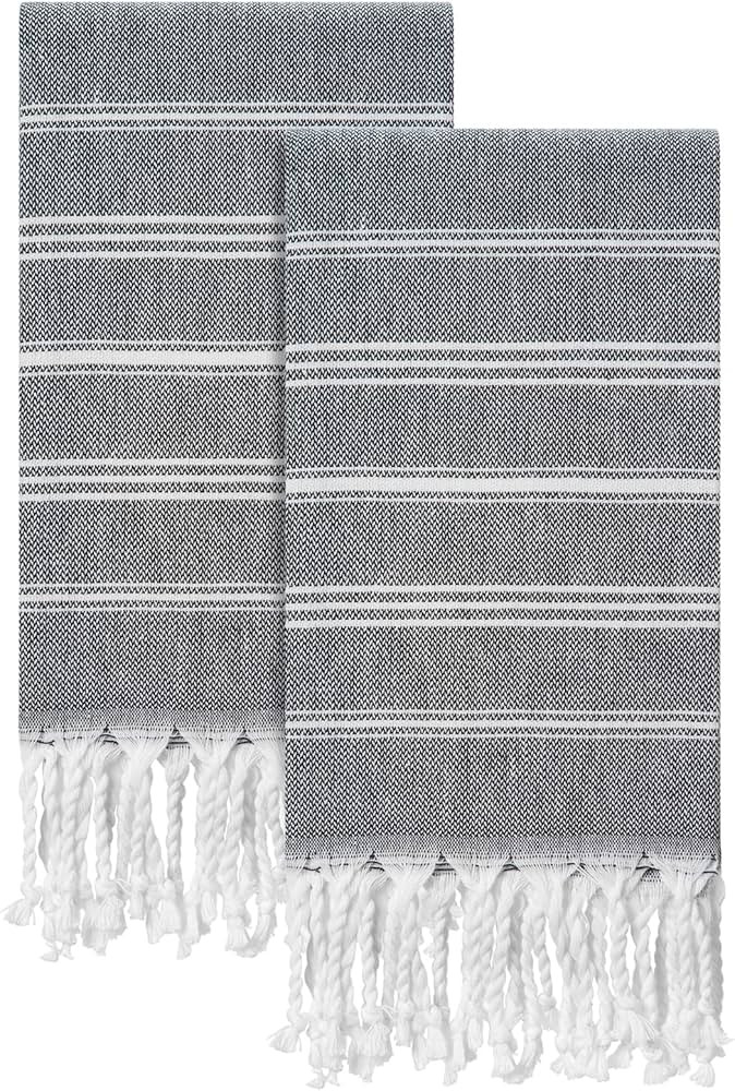 Cotton Turkish Hand Towel - Set of 2 | Boho Kitchen Tea Towels, 30 x 20 Inches Thin Decorative Ba... | Amazon (US)