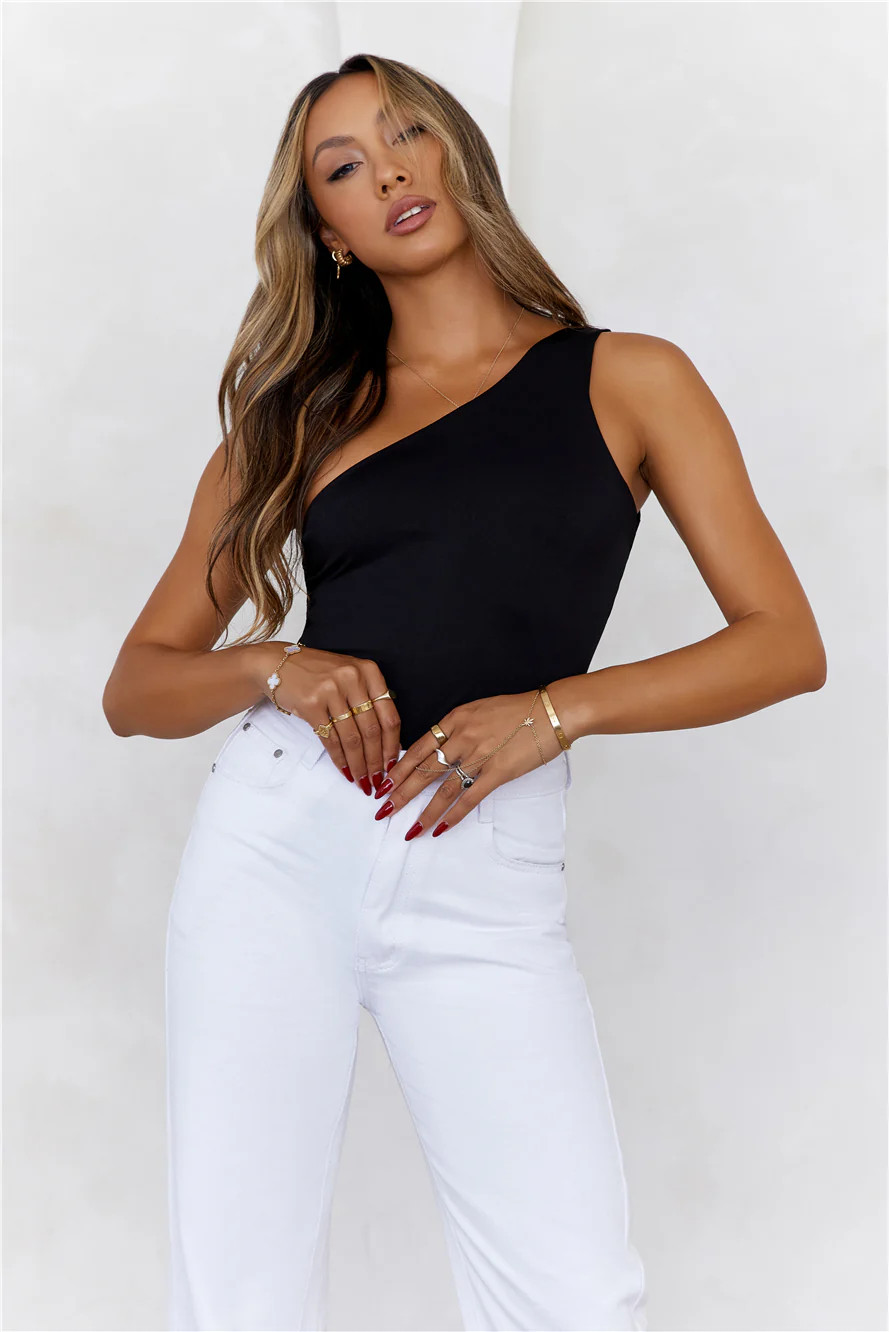 BASE  Best Side One Shoulder Tank Top Black | Hello Molly (US)