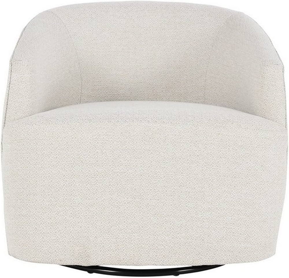 Benjara 29 Inch Classic Swivel Chair, Curved Back, Sloped Arms, White | Amazon (US)