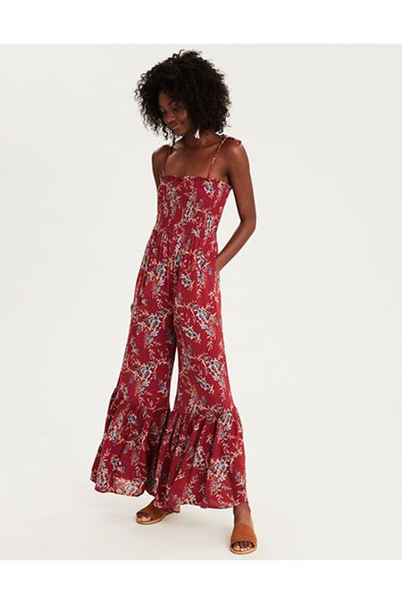 AE Smocked Tie Strap Jumpsuit | American Eagle Outfitters (US & CA)