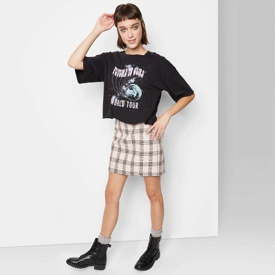 Women's Plaid Tweed Mini A-Line Skirt - Wild Fable™ Pink | Target