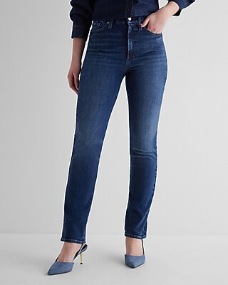 Super High Waisted Medium Wash FlexX 90s Slim Jeans | Express