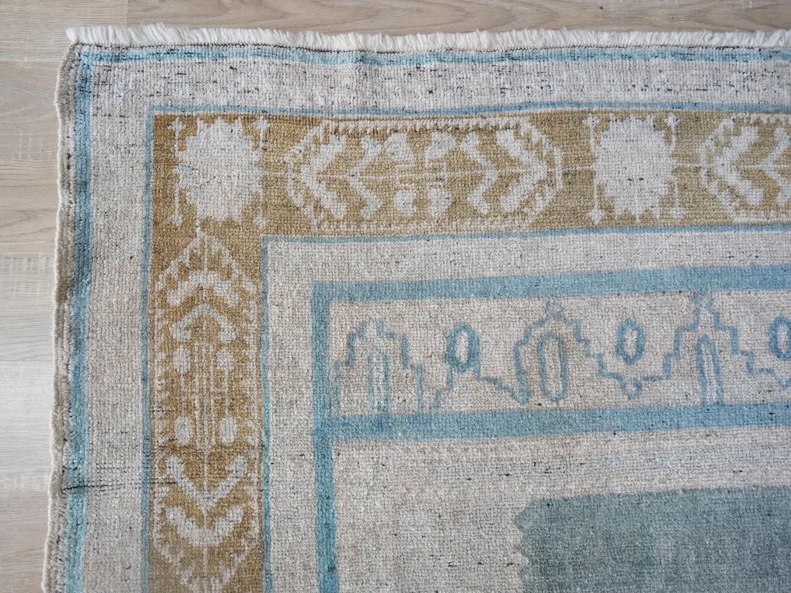 Vintage Oushak Rug 5x7, Hand-knotted Turkish Wool, Muted Blue Beige | Etsy (US)