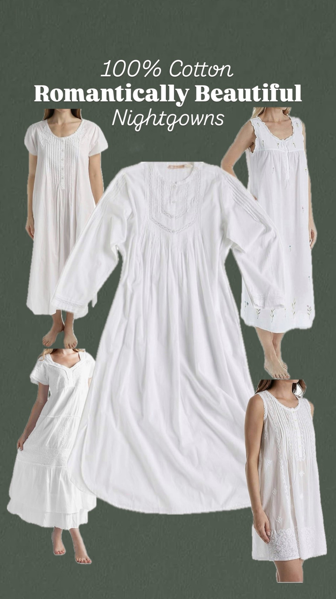 100% Cotton Nightgowns🤍These are absolutely the best cotton feel on the skin. Slightly see through which can make them romantic but warning if you have kiddos at home. I’m normally a size small but I choose to size up in my sleepwear for more comfort. Note: if you don’t want it oversized, get your true size cause they do run TTS:
#LTKSleepwear
#LTKSleep
#LTKNightgowns
#LTK100%cotton
