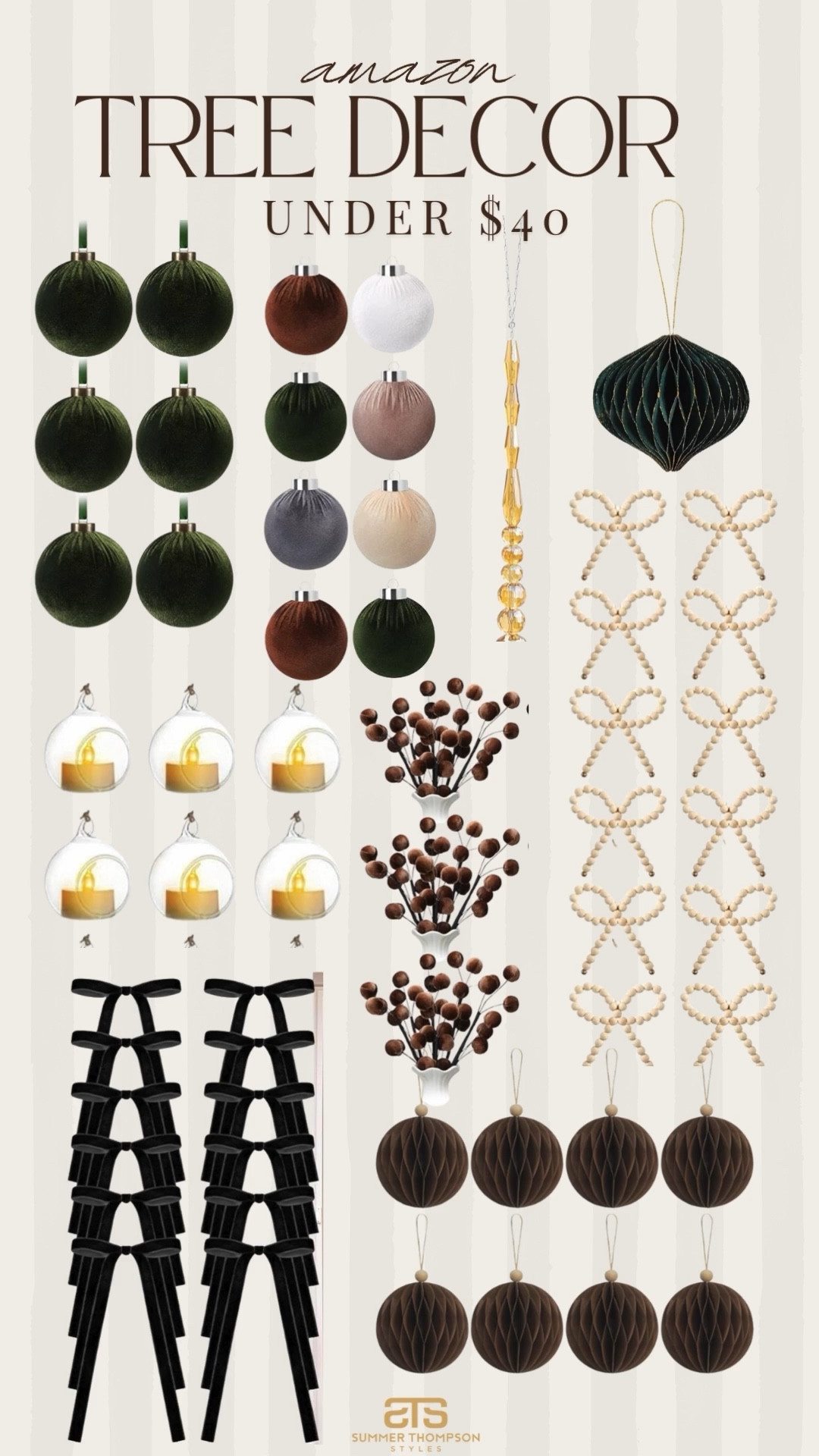 Amazon tree decor I’m loving all under $40!

Paper ornament. Velvet ornaments. Votives. Icicle. Beaded bow ornaments. Tree picks. Bows. Home decor. Holiday. Christmas  

#LTKHoliday #LTKHome #LTKFindsUnder100