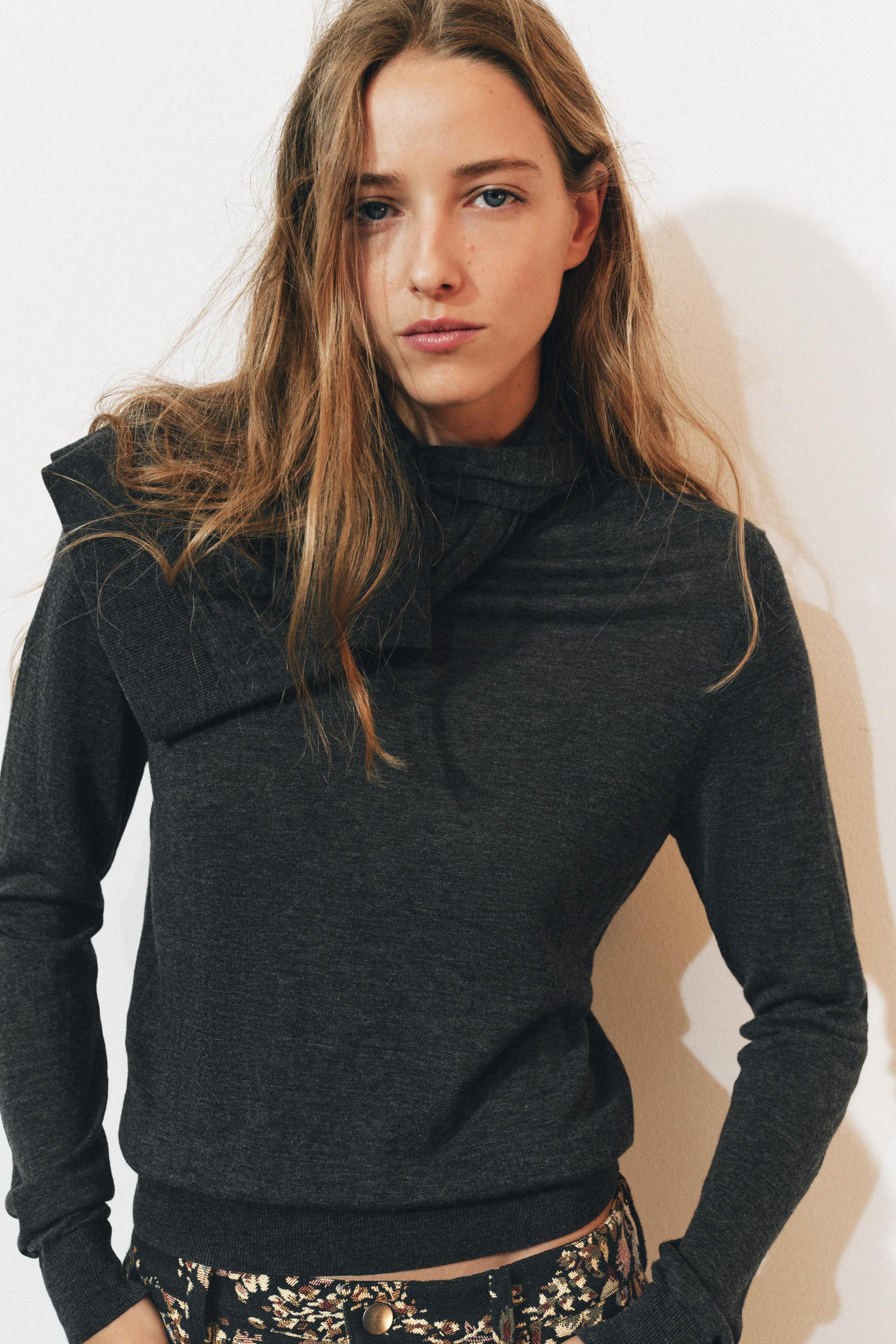 Zara - Extra-Fine Wool And Silk Jumper - Navy Blue - M - Woman | Zara US