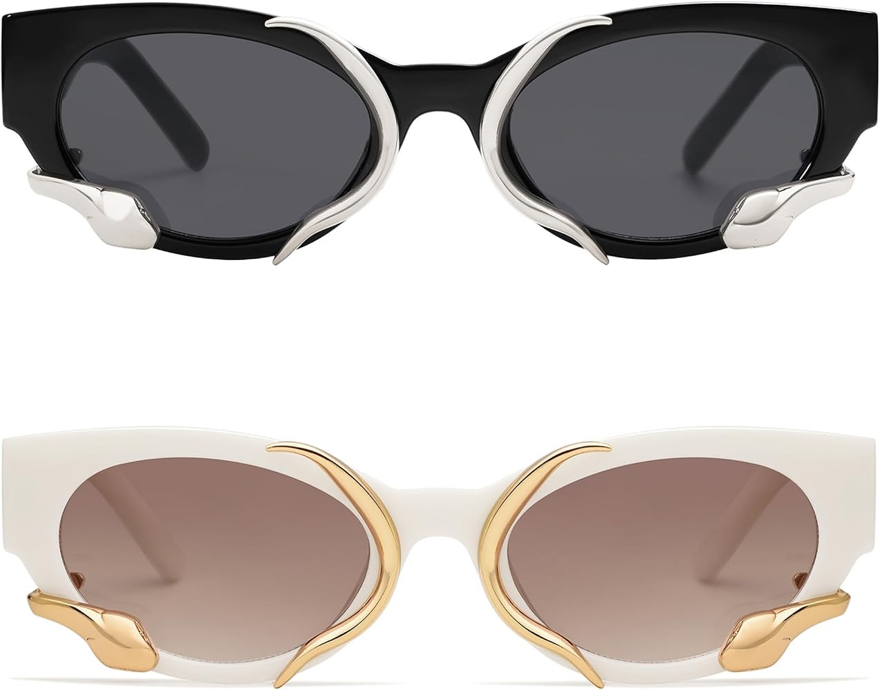 Trendy Sunglasses for Women Men Vintage Narrow Cateye Metal Snake Sunnie Y2k Accessories AP3621 | Amazon (US)