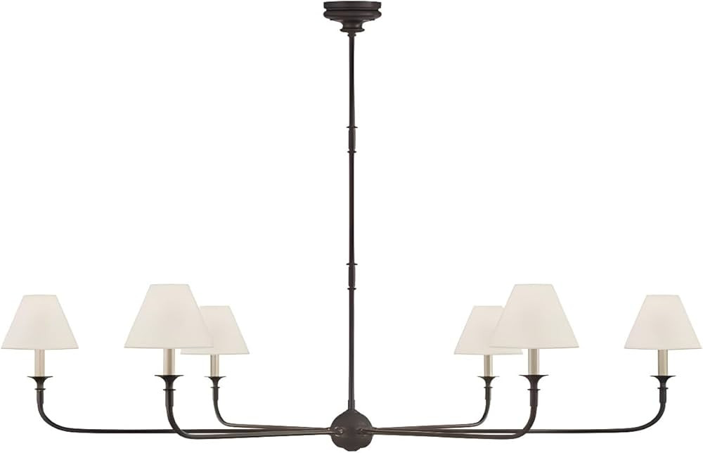 Pendant Light, Industrial Single-Tier Metal Chandelier with Fabric Shade, Downrods Included for R... | Amazon (US)