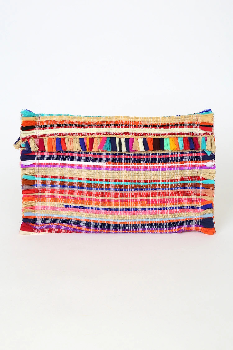 Sunny Destination Purple Multi Striped Woven Clutch | Lulus (US)