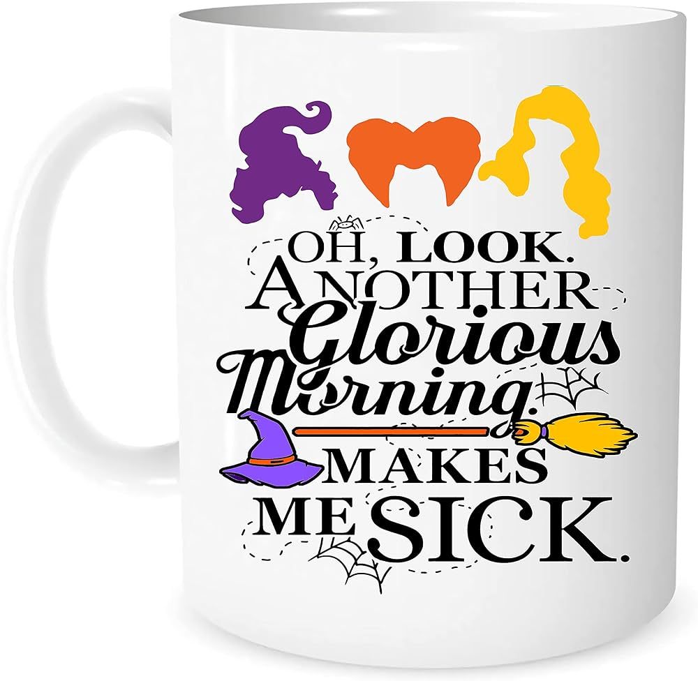 DealDEKO Funny Halloween Mug Hocus Pocus Mugs,Oh Look Another Glorious Morning Makes Me Sick,Mugs... | Amazon (US)