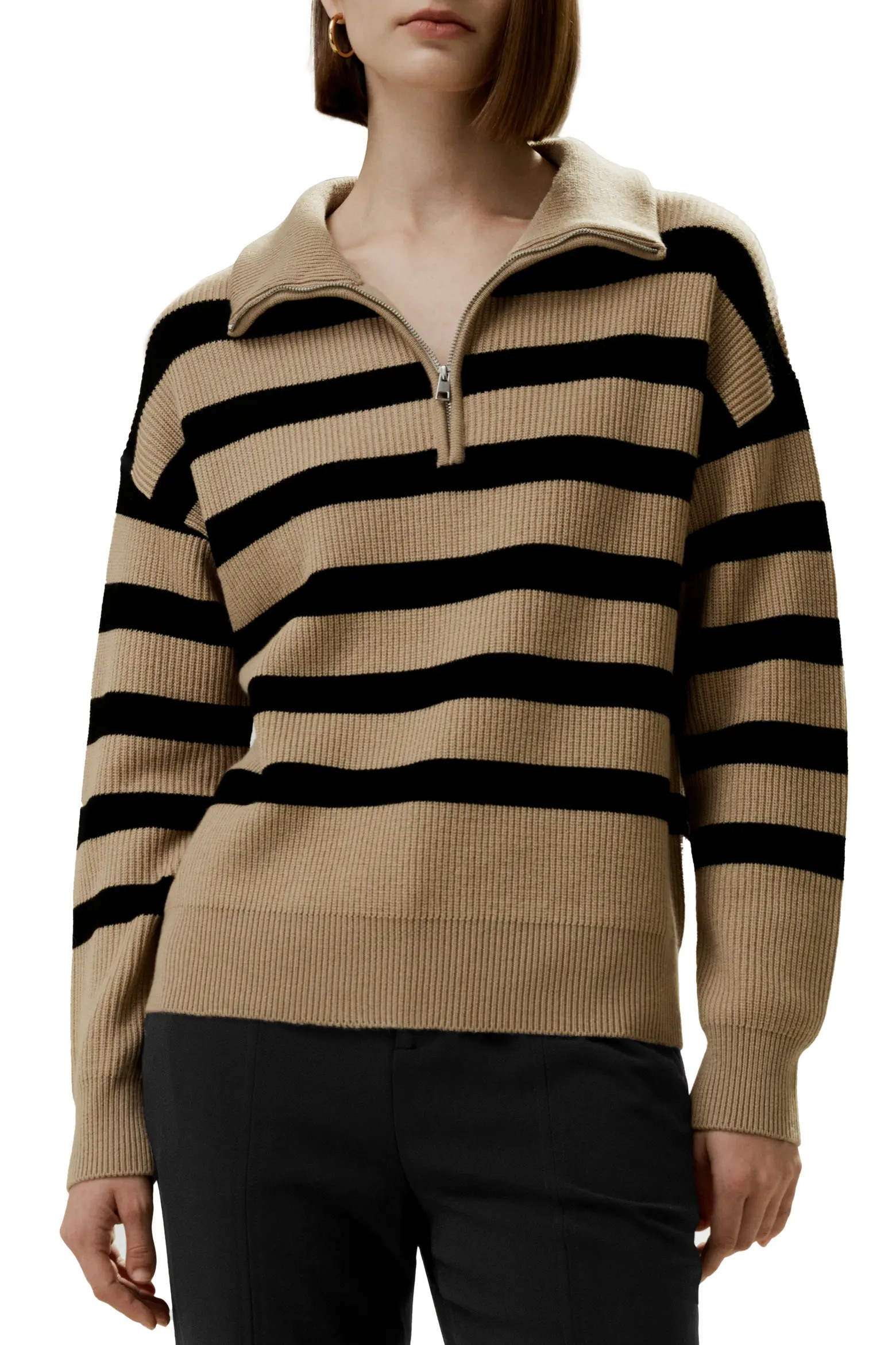 Collared Quarter-Zip Wool Sweater (Women) | Nordstrom | Nordstrom