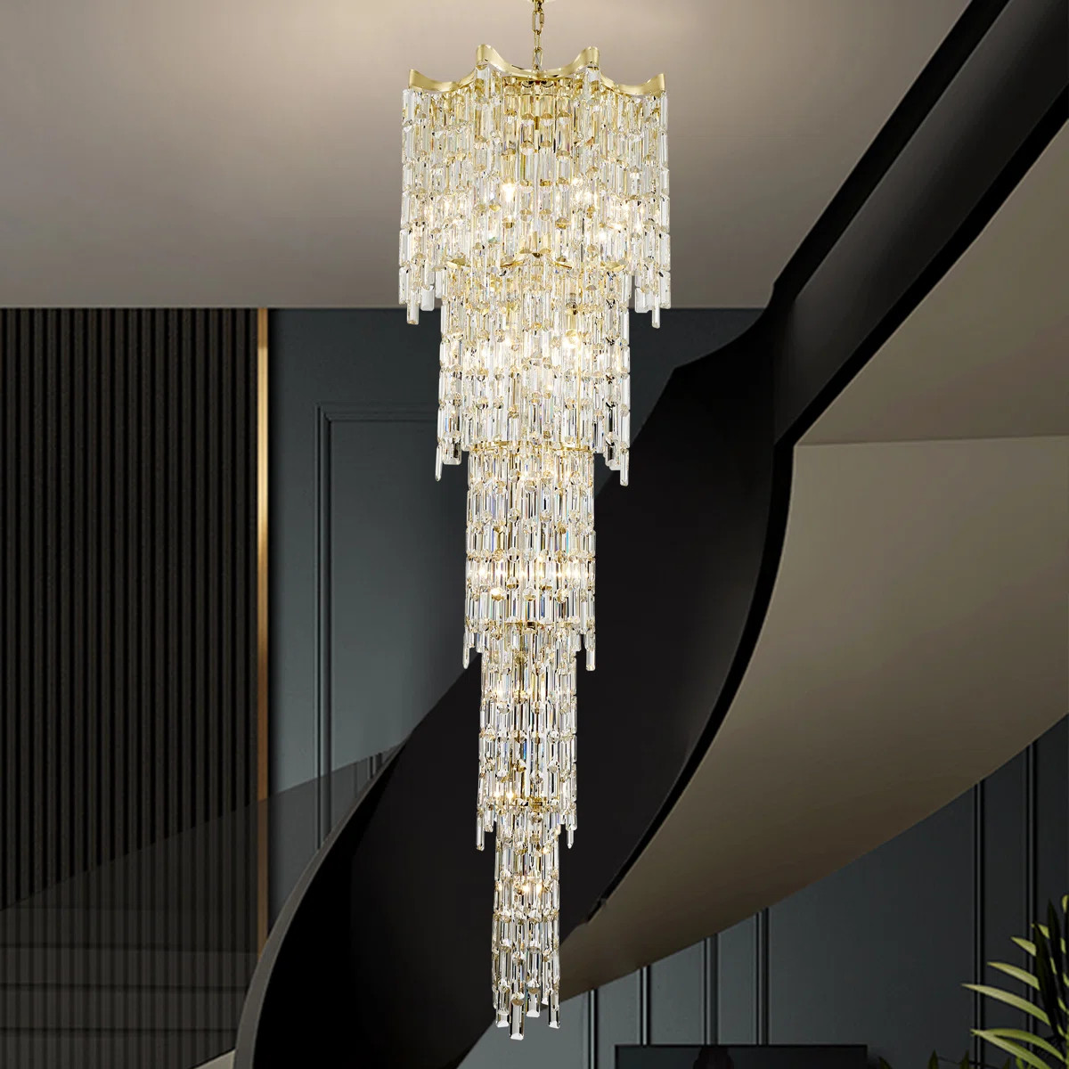 21 Lights Chandelier Crystal Dimmable Light Gold | Wayfair North America