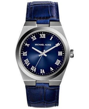 Michael Kors Women's Channing Blue Croc-Embossed Leather Strap Watch 38mm MK2355 | Macys (US)