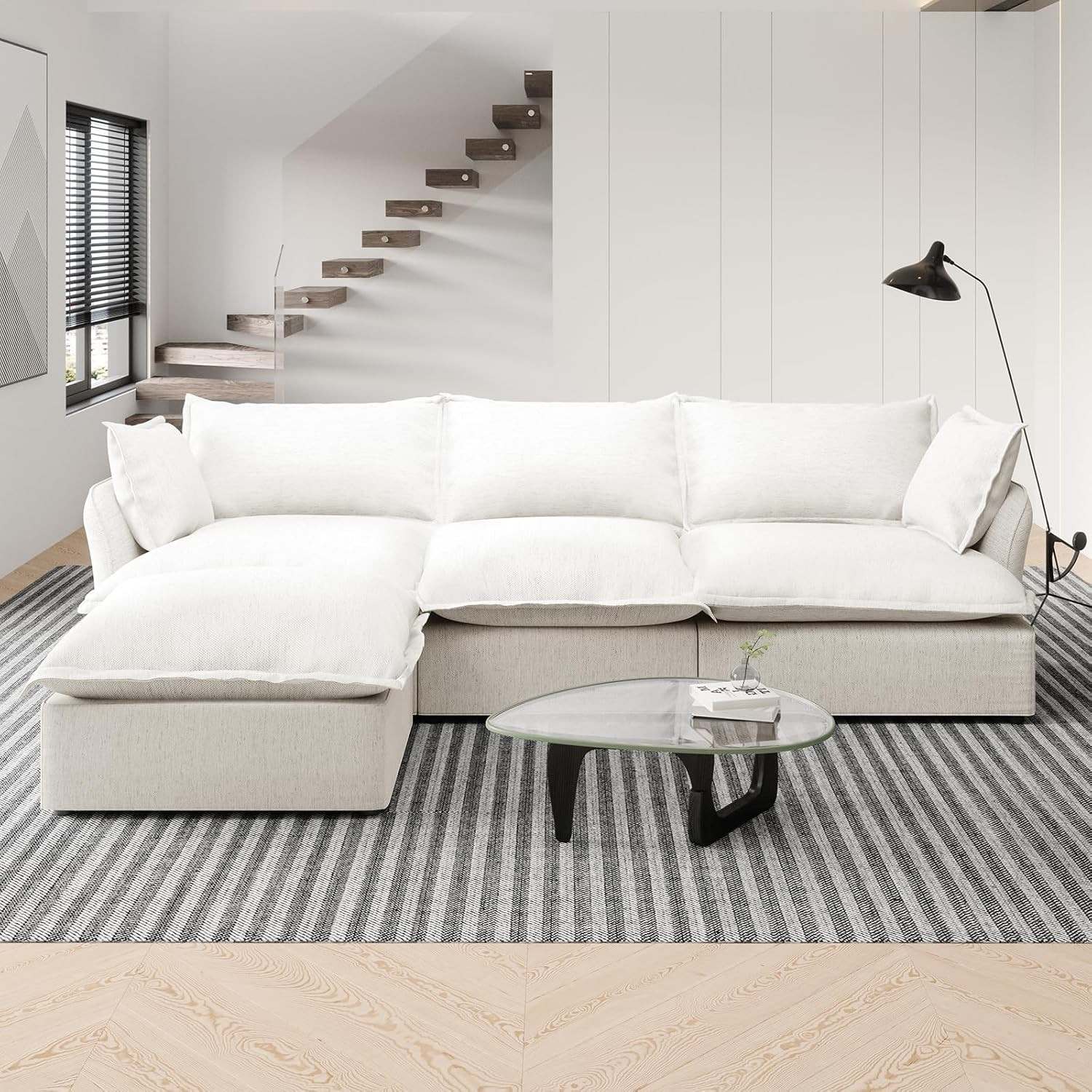 Cloud Sectional Sofa,117" Large Convertible Modular Couch,L Shape Down Fill Sectional Sofa,Detach... | Amazon (US)