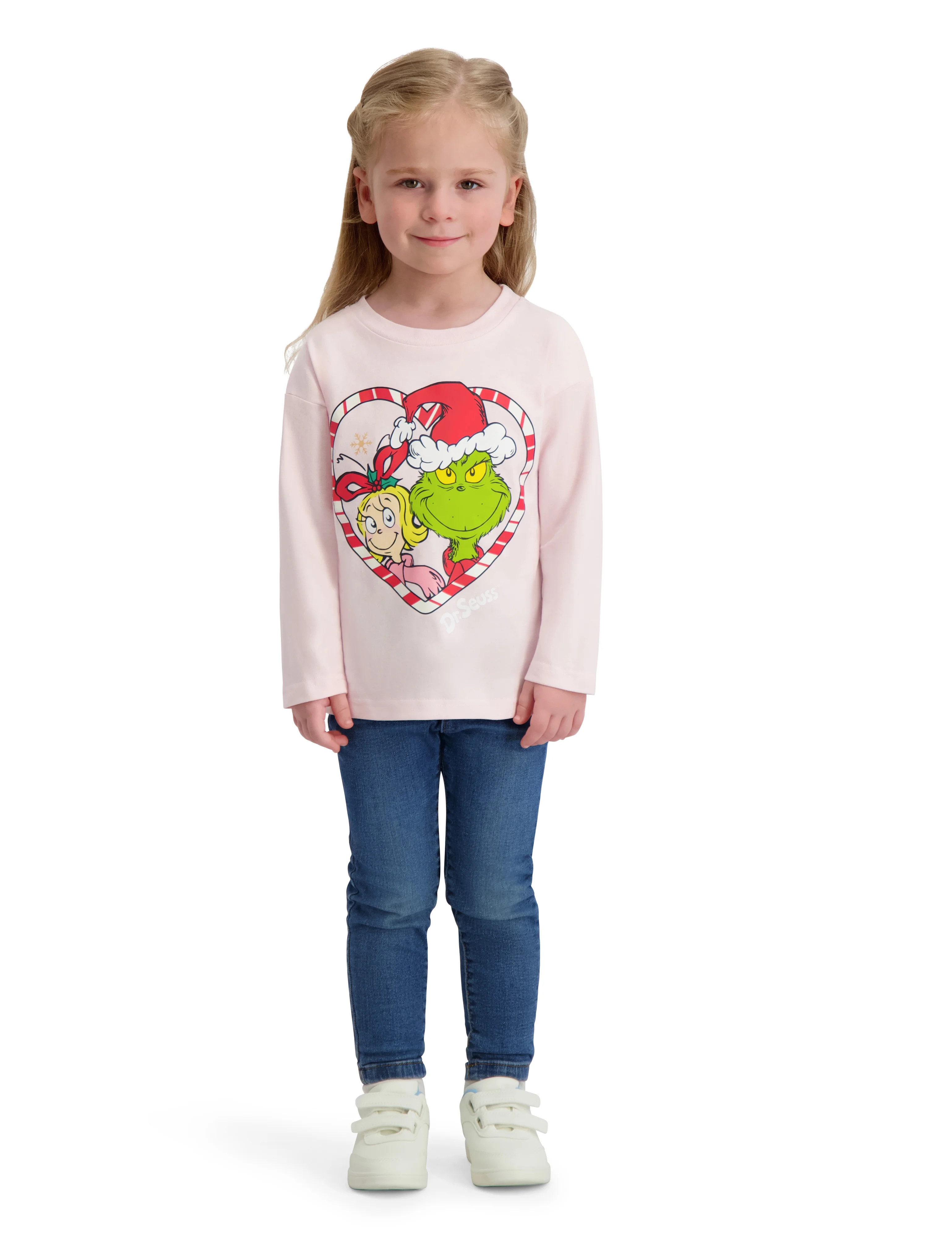 Dr. Seuss The Grinch Toddler Girl Long Sleeve Pink Tee Shirt, Sizes 12M-5T | Walmart (US)