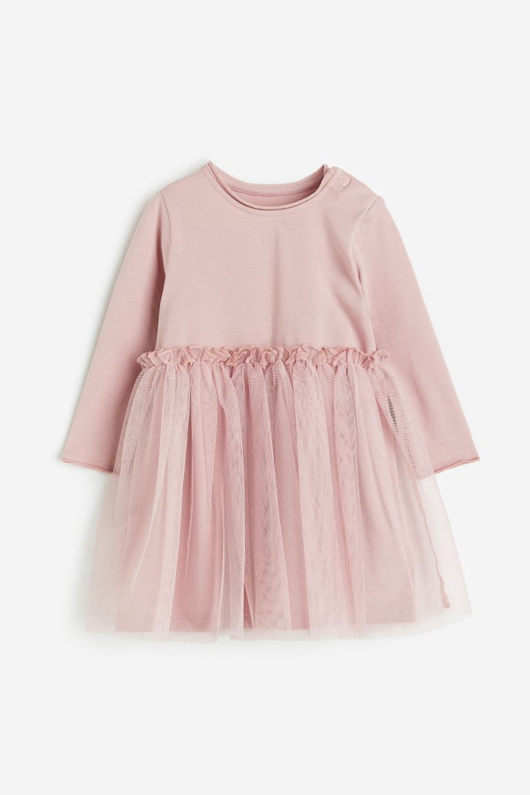Tulle-skirt Jersey Dress - Light pink - Kids | H&M US | H&M (US + CA)